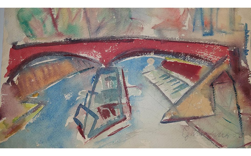 01_G. Kirchner, Stadt am Fluss mit Roter Brücker, 1953, Aquarell_c_Julia Metzig_web.jpg